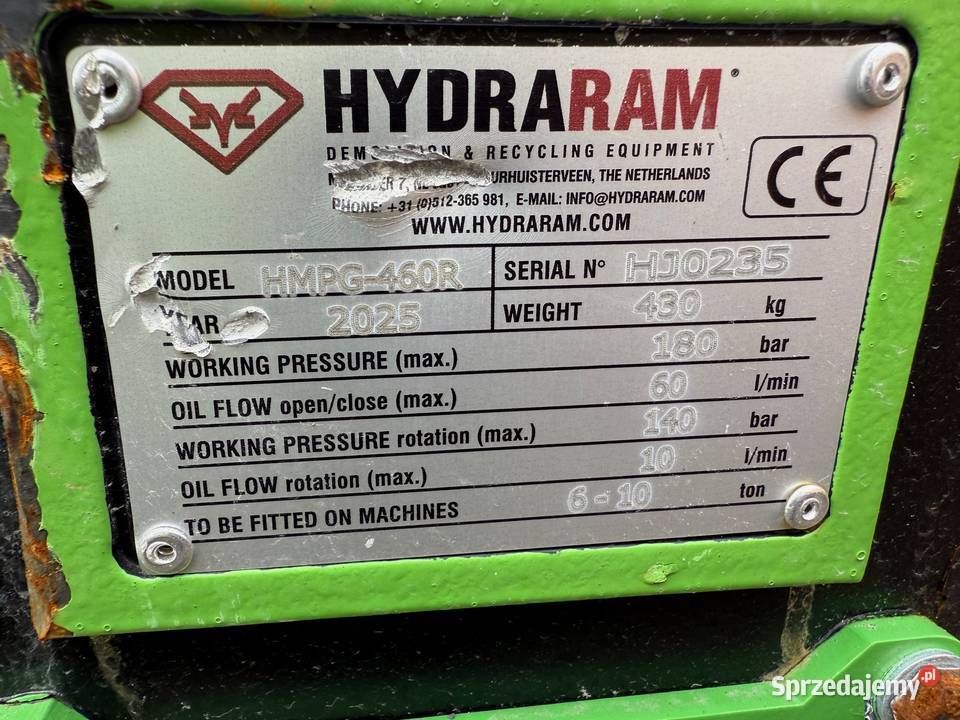 Chwytak hydrauliczny obrotowy wyburzeniowy 460 pełny VAT Kołodziejewo