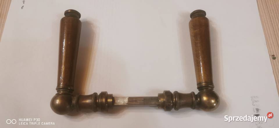 Klamka stara mosiądź drewno Łódź sprzedam