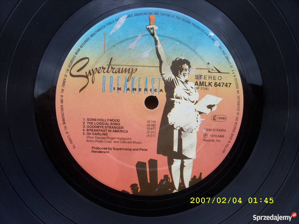 Rock LP SUPERTRAMP BREAKEAST bez okladki Wołów sprzedam