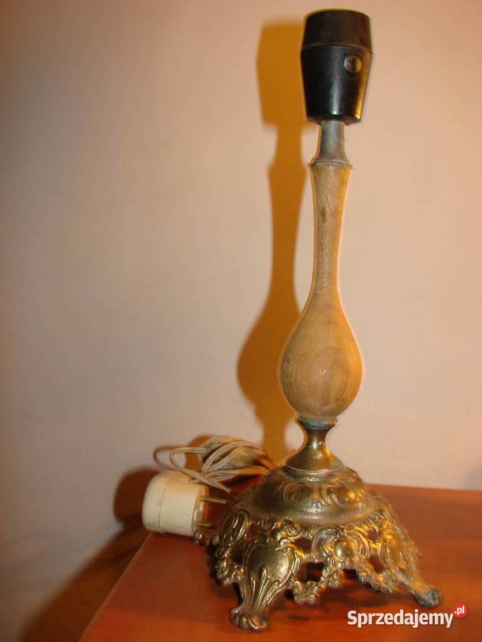 mosiężna lampa stołowa PRL Pruszcz Gdański