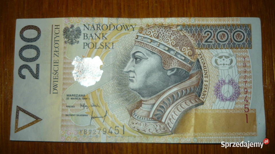 Banknot 200 seria zastępcza YB 1994 r podlaskie Sokółka