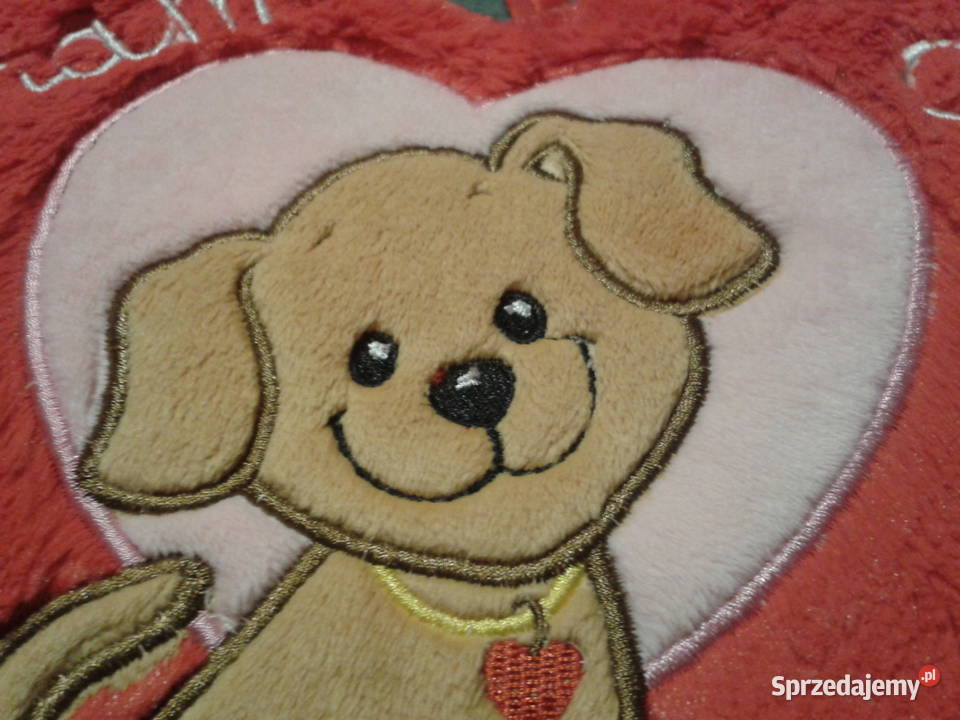 SERCE pluszowe czerwone z pieskiem z napisem Wołczyn