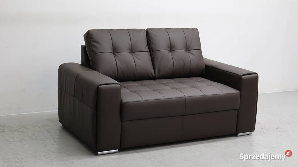 2 osobowa sofa kanapa brązowa SKÓRA naturalna 90cm Poznań sprzedam
