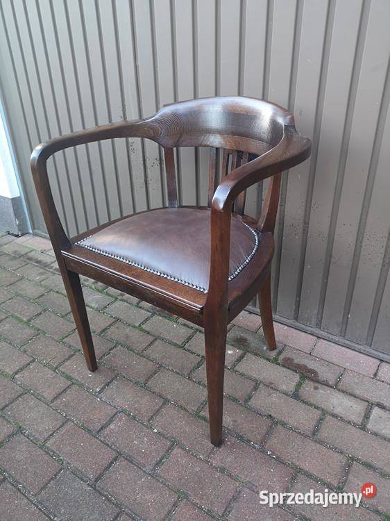 Stary Fotel Krzesło Dębowy Gabinetowy Secesja Meble Antyki, Sztuka, Kolekcje wielkopolskie Swarzędz