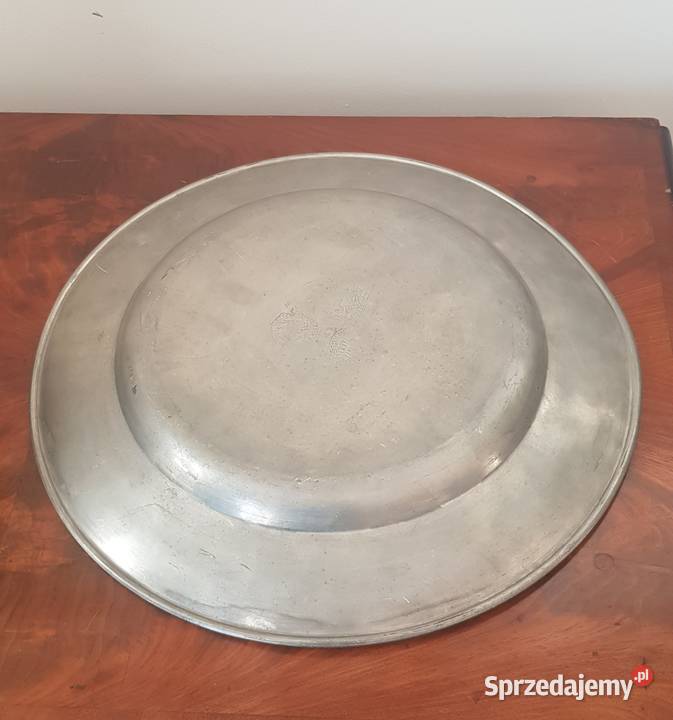 Patera talerz Krolewiec cyna XIX wiek Orneta