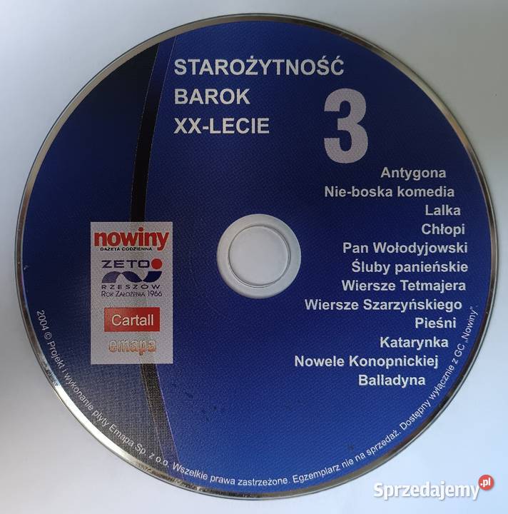 Starożytność barok XXlecie Lektury na CD część 3 małopolskie Zbylitowska Góra