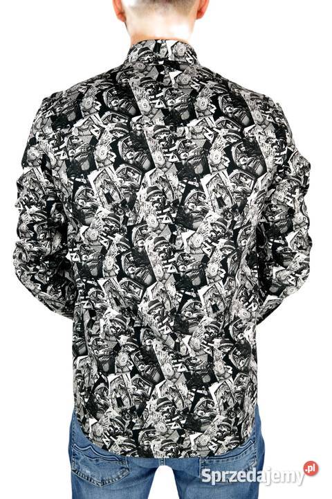 DANIEL BESSI Koszula Męska Fb066 Czarna Szara Odzież codzienna Ostrów Wielkopolski