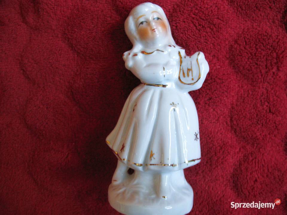 Dziewczynka z lirą biała złocona porcelana 10 x Siedlce sprzedam