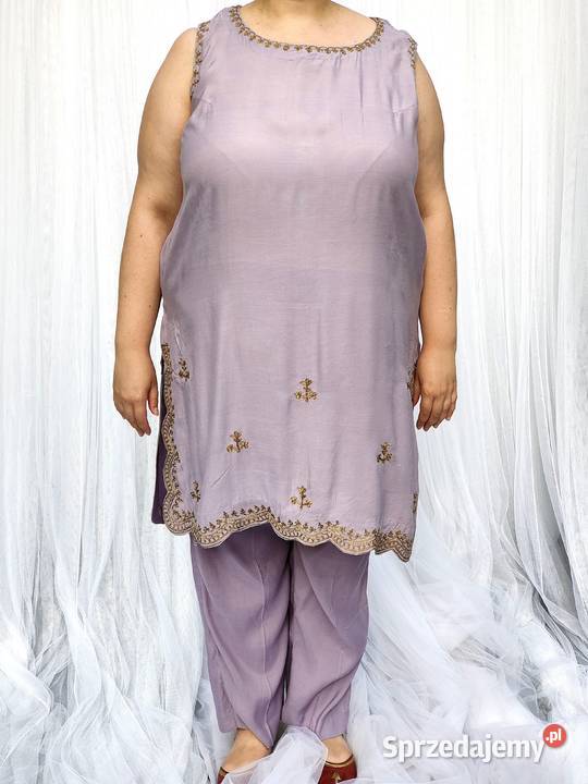 Piękny fioletowy komplet indyjski XXL 44 3XL 46 Bluzki i koszule Szczecin