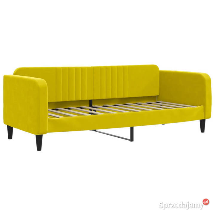 Sofa z funkcją spania żółta obita aksamitem 90cm Warszawa sprzedam