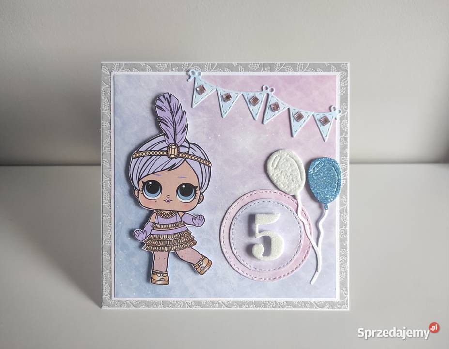 Kartka urodzinowa ręcznie robiona dziewczynki Rękodzieło łódzkie Łódź