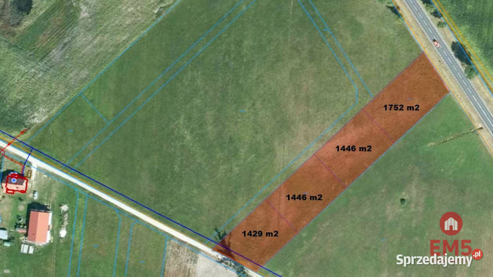 Działka Zagruszany 1429m2 44m Sprzedaż
