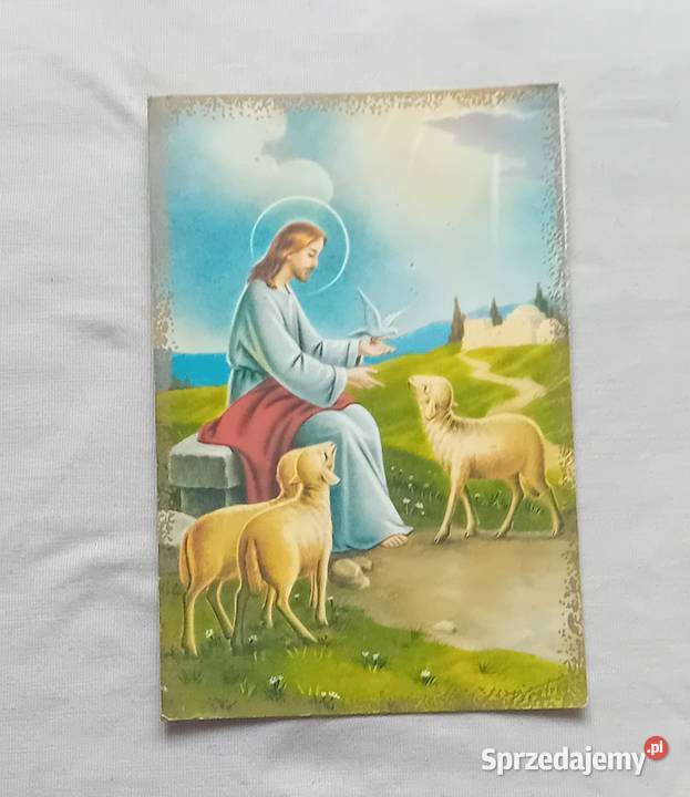 Pocztówka wielkanocna z Barankiem począteklat Koźminek