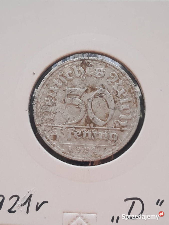 50 Fenigów Niemcy 1921 r men D Konin