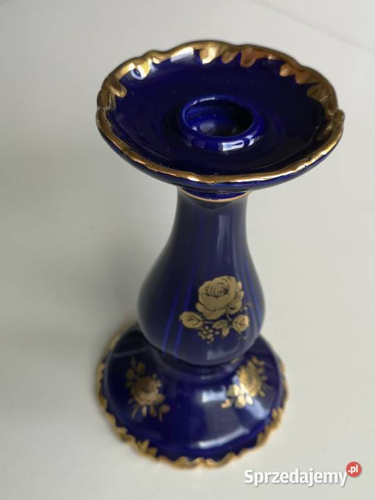 Świecznik porcelanowy kobalt vintage Toruń