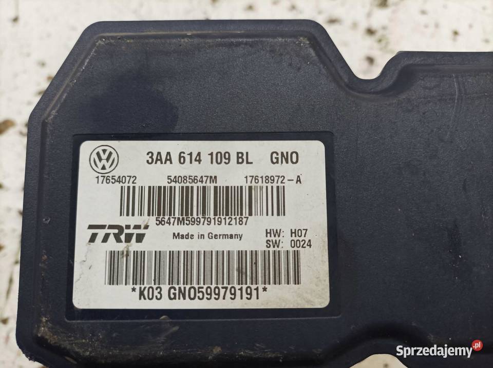 POMPA ABS 3AA614109BL Volkswagen CC I 20122016 Układ ABS i ESP