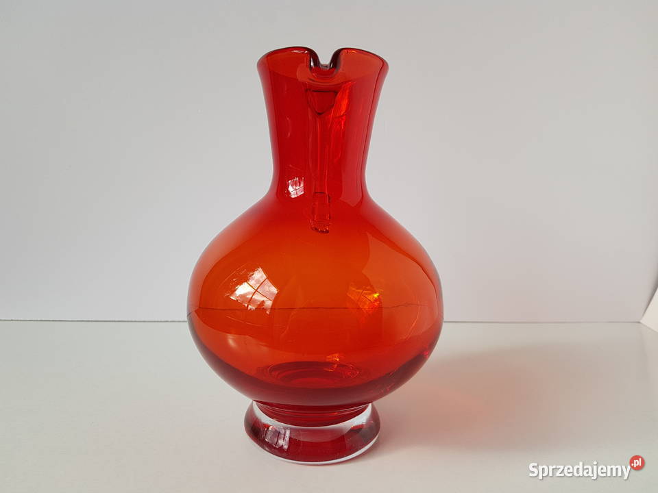 Mały dzbanek dzbanuszek kolorowe szkło PRL Dąbrowa Górnicza