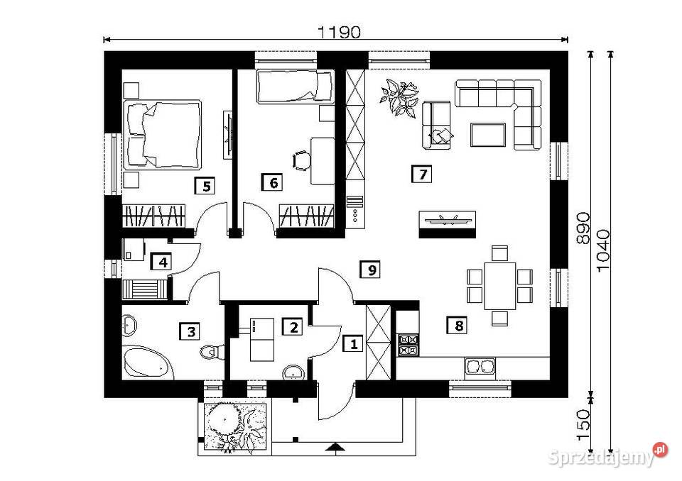 PROJEKT PROSTEGO PARTEROWEGO DOMU B657 PROJEKT