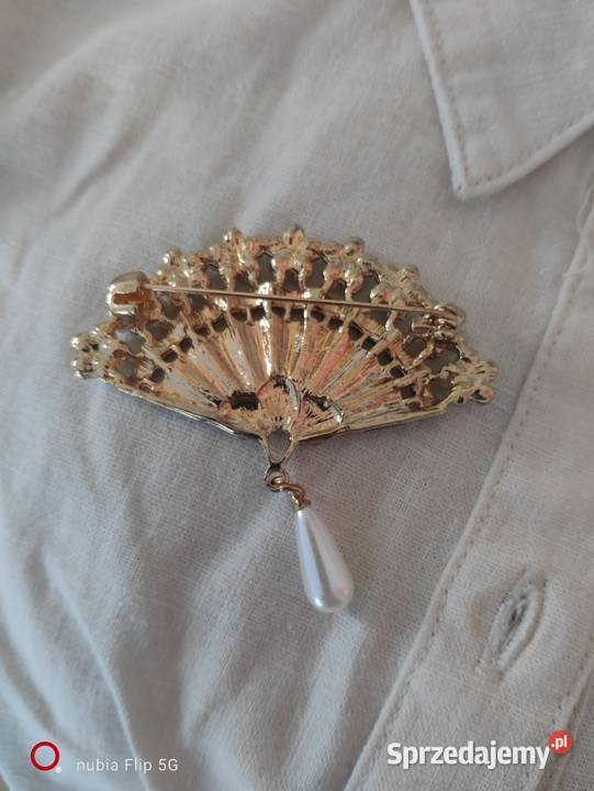 Broszka wachlarz z perłą Ruciane-Nida