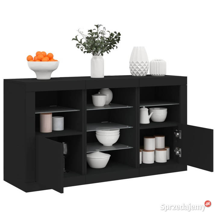 Szafka z oświetleniem LED czarna 123x37x67 Warszawa