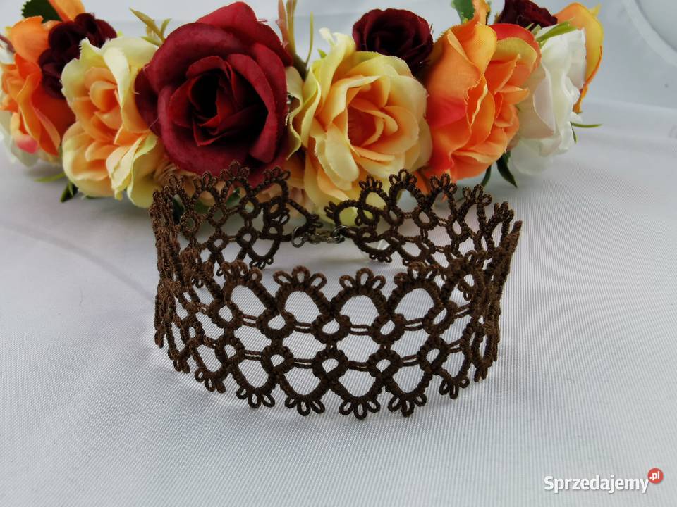 Bransoletka frywolitkowa Wiśniowa