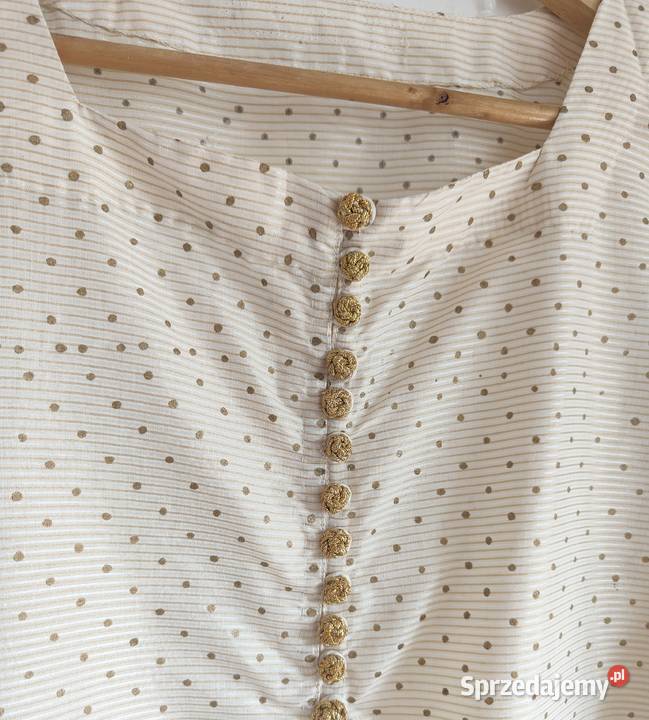 Indyjski komplet 3XL 46 beżowy złoty malowany Szczecin