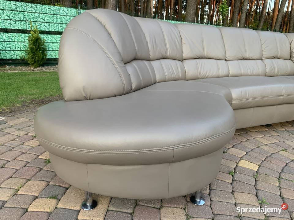 NIEMIECKI NAROŻNIK SKÓRA NATURALNA BEIGE GRAY śląskie Kalety