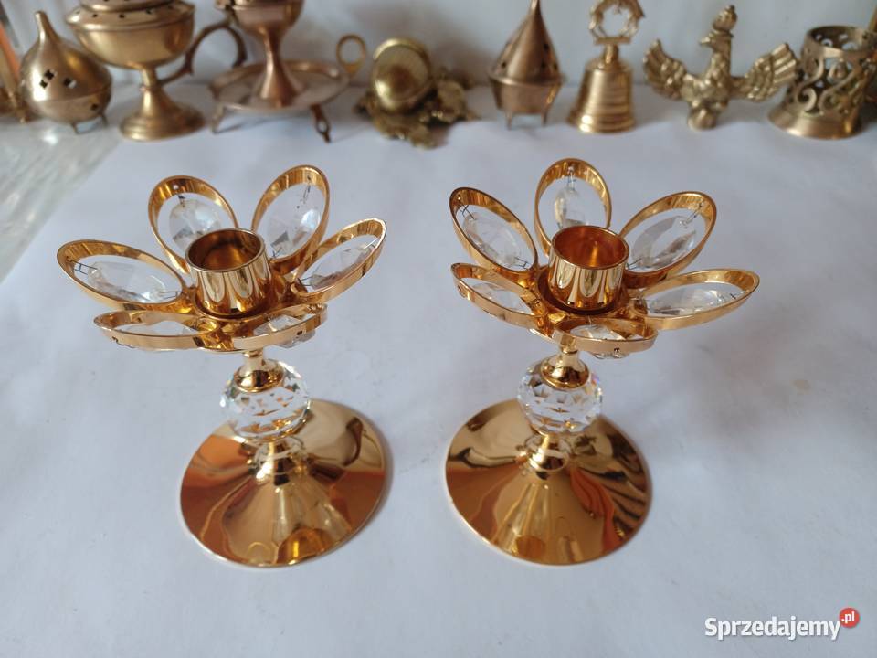 Komplet dwóch świeczników Mosiądz Kolekcja Poznań