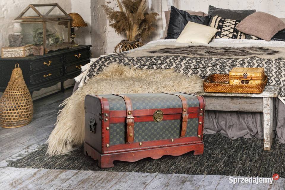 Duży kufer skrzynia drewniana vintage kolonialny Lublin