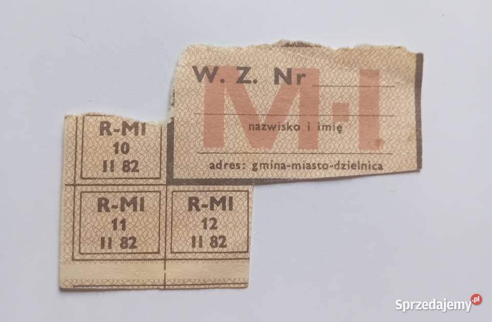Kartka zaopatrzeniowa MI luty 1982r Oryginał z Koźminek sprzedam