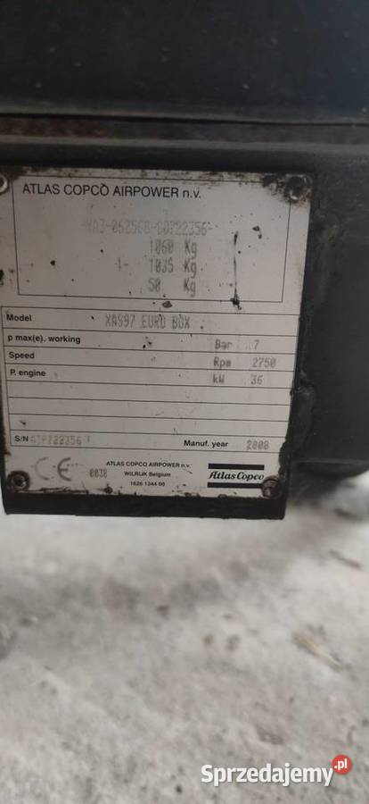Kompresor powietrza Atlas Copco xas 97 Brześć Kujawski