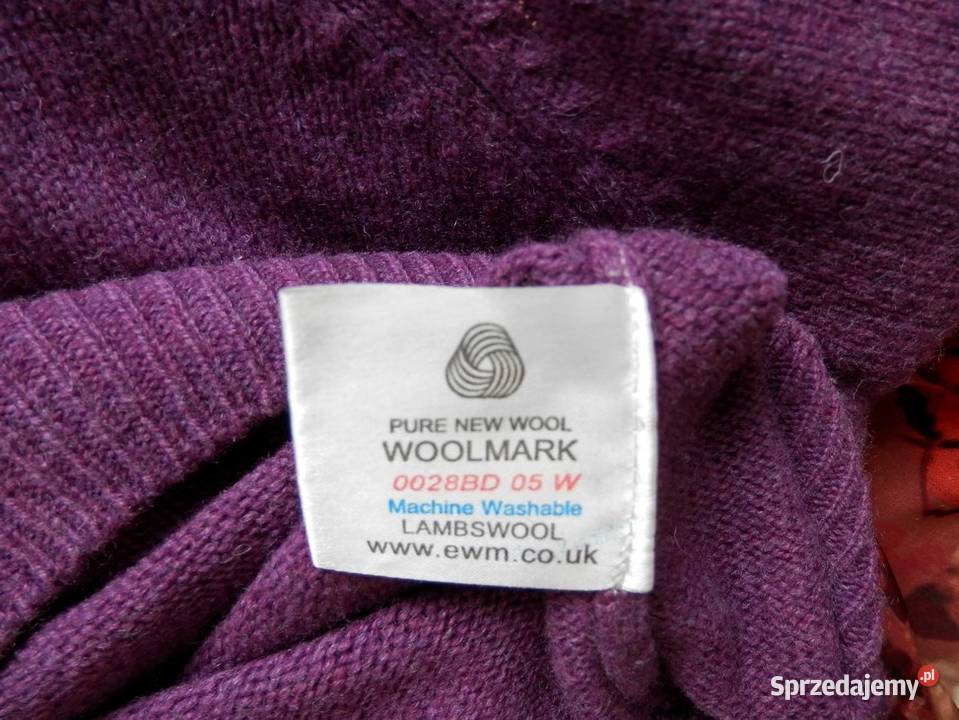 Sweter Pure Wool Wełniany Wrzosowy Lawendowy Łomża
