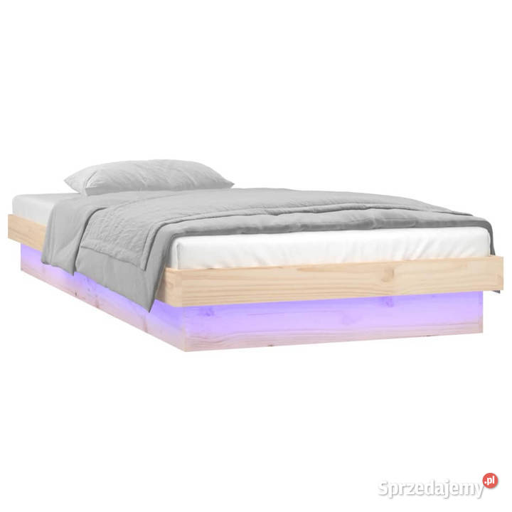 Rama łóżka z LED pojedyncza lite drewno 75x190 152cm Warszawa