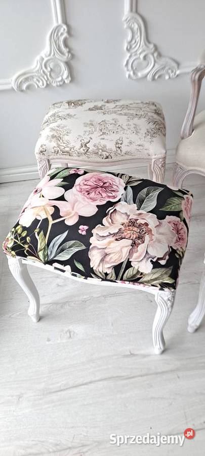 Stylowa pufa podnóżek stołek róża kwiaty Schabby Szczecin