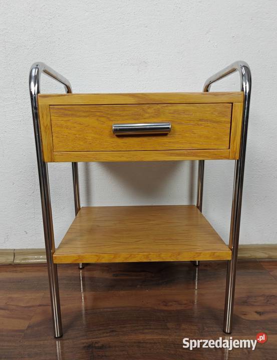 Szafki nocne stolik Chrom Dąb Jasny Art Deco