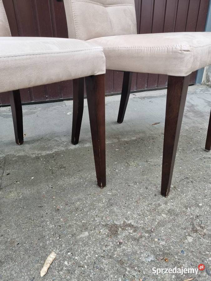 Krzesło tapicerowane welur beżowe stan odbiór