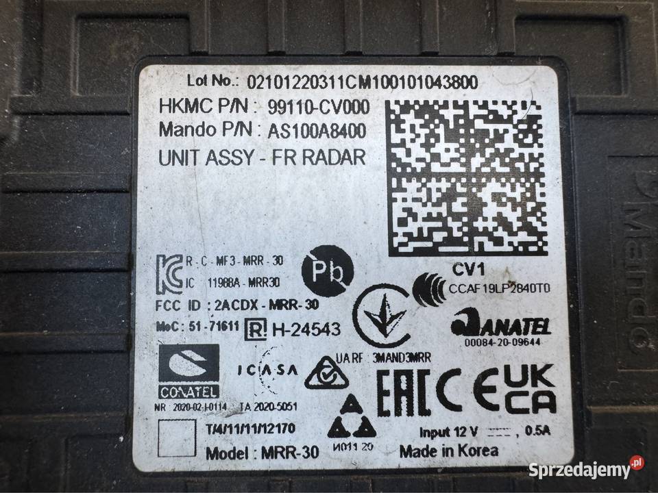Radar distronic moduł Kia ev6 99110CV000 Sieraków