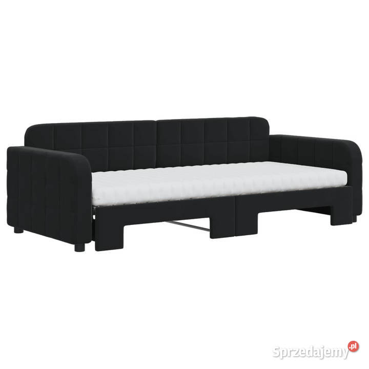 Sofa rozsuwana z materacami czarna aksamit 71cm Łóżka Warszawa
