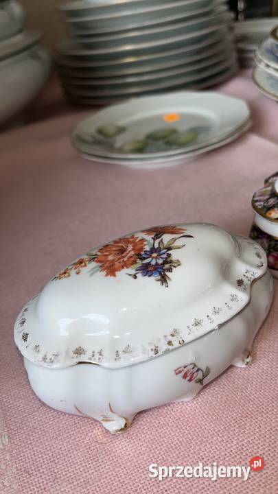 Puzderko z porcelany Sygnowane Z pięknym dekorem Gdańsk