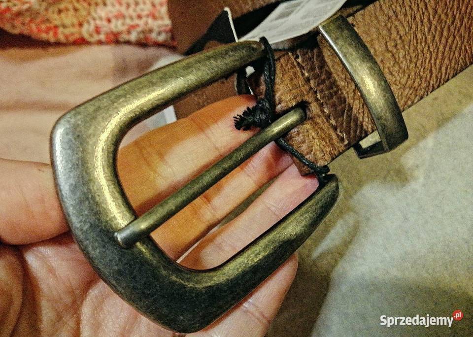 SKÓRZANY pasek Z metalową klamrą I okuciami Leszno