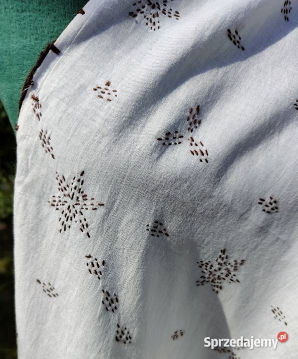 Duża chusta szal dupatta haftowana biała bawełna Szczecin