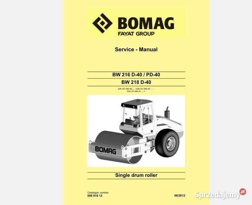 Bomag BW216D40 PD40 BW218D40 instrukcja napraw Kielce