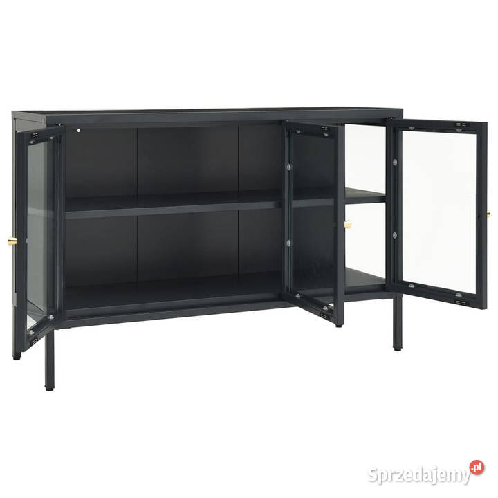 Szafka boczna antracytowa 105x35x70 stal i szkło