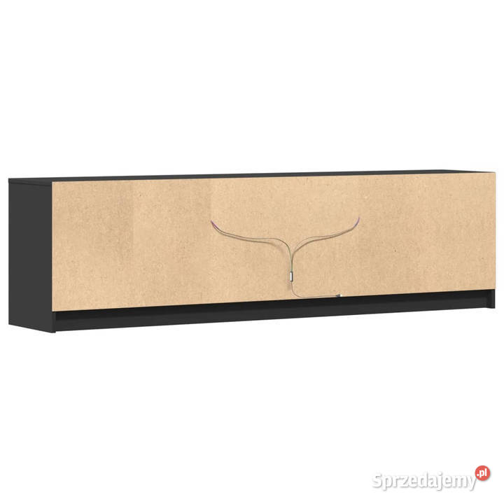 Szafka TV z LED czarna 180x34x50 materiał RTV Warszawa