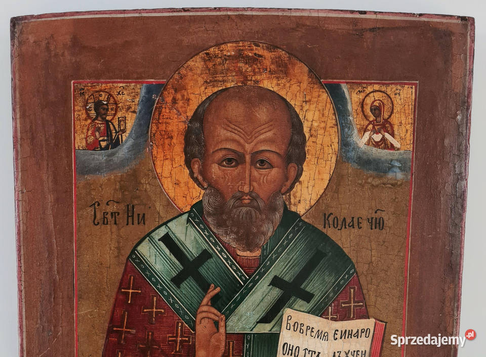 Ikona Święty Mikołaj z Miry XIX wiek 0219 mazowieckie Warszawa