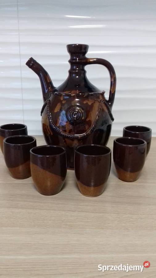 Dzban z czarkami do wina ceramika bułgarska Kraków
