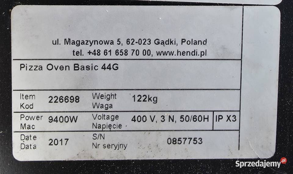 Piec do pizzy 37261 Warszawa