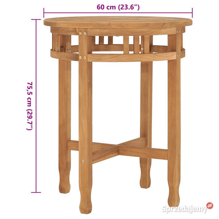 Stolik bistro 60x755 lite drewno tekowe WM315463 Warszawa