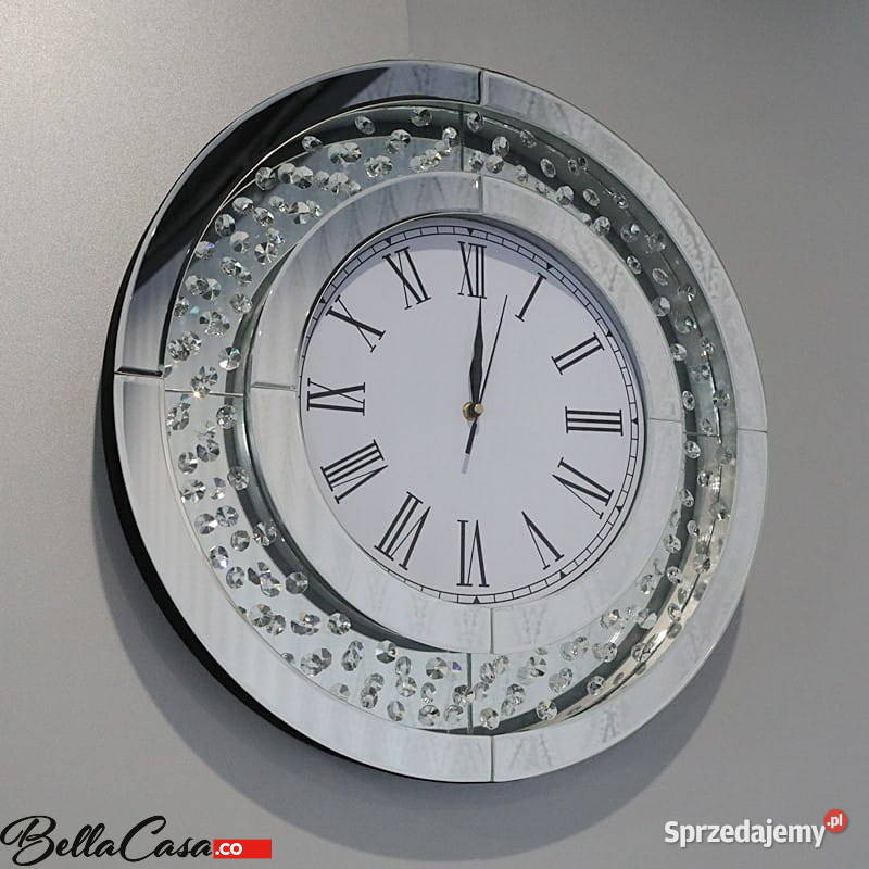 OKRĄGŁY ZEGAR GLAMOUR 50 ścienny kryształki Zegary Warszawa