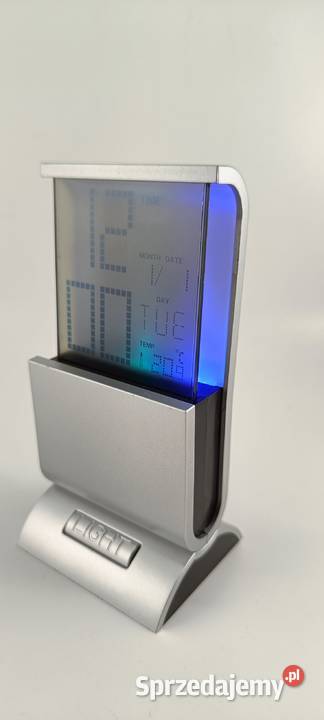 Stołowy zegar budzik termometr Zmienia kolory